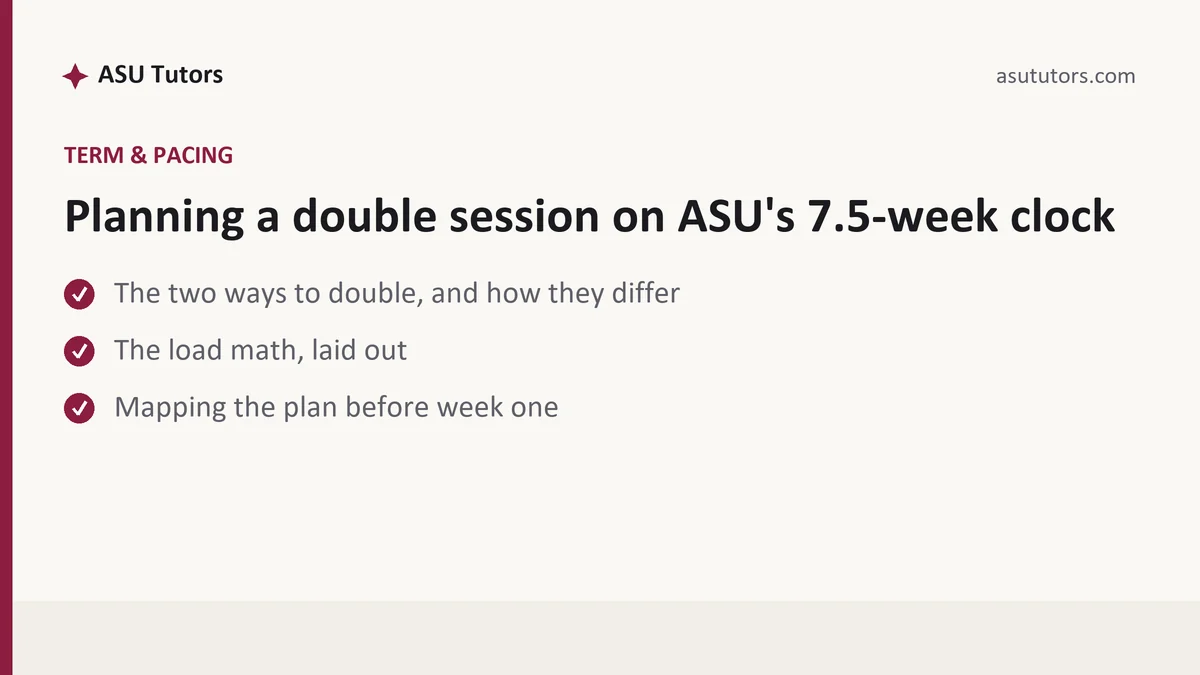Planning a double session on ASU's 7.5-week clock, a ASU student guide, from ASU Tutors