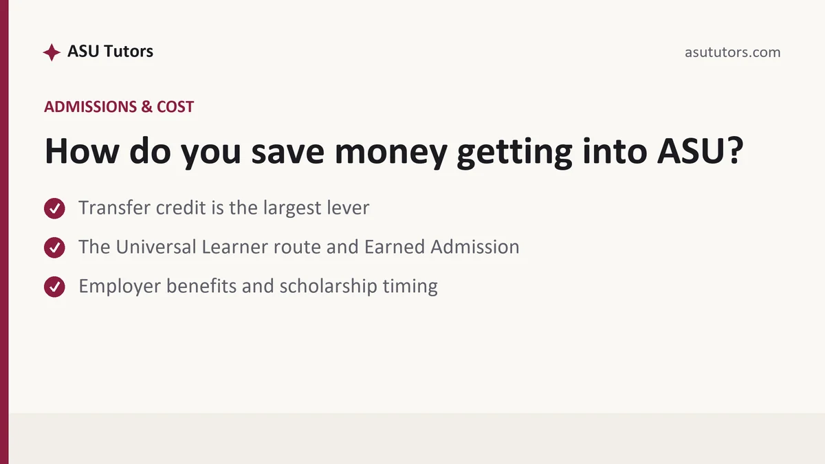 How do you save money getting into ASU?, a ASU student guide, from ASU Tutors