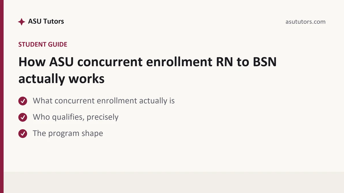 How ASU concurrent enrollment RN to BSN actually works, a ASU student guide, from ASU Tutors